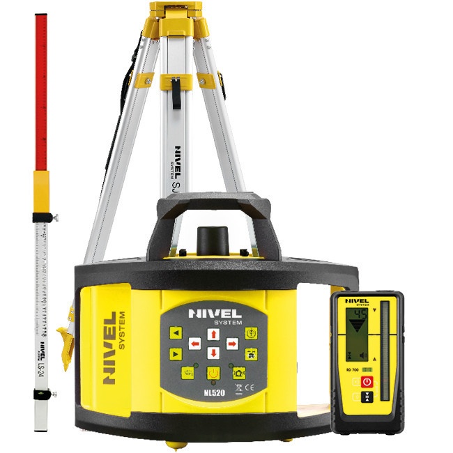 Nivela laser rotativa Nivel System NL520 Digital stadie LS24 trepied SJJ1