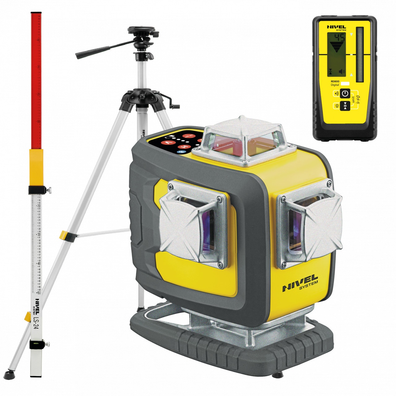 Nivela laser in cruce Nivel System CL4D-R cu trepied SJJM1EX receptor digital RD800 stadie LS24
